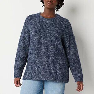 a.n.a Womens Crew Neck Long Sleeve Pullover Sweater, Navy Sz XXL 925309